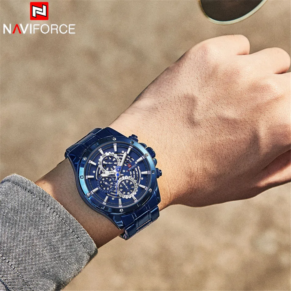 NAVIFORCE мужские спортивные часы роскошные Брендовые повседневные кварцевые