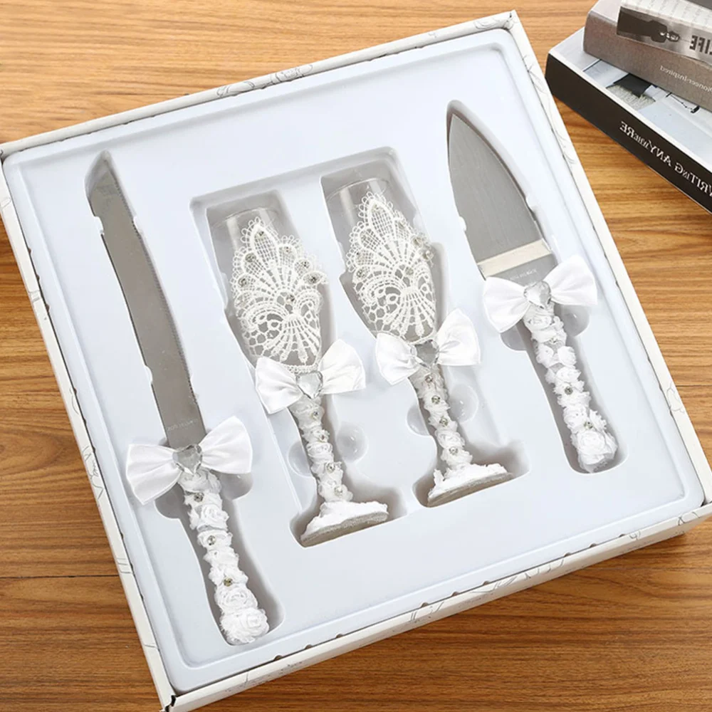 

1PC Wedding Goblet Cake Cutter Shovel Gift Box Practical Wedding Supplies Personalized Wedding Cake Birthday Gift Creative Goble