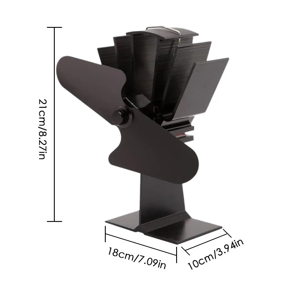 

2-Blade Thermal Power Fan Wood Stove Fan Heat Powered Fireplace Fan Blower Aluminum Fireplace Fan for indoor house
