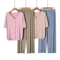 sexy contrast color pajamas for women new 2021 spring summer pijama set v neck cotton sleepwear suit korean pyjama femme
