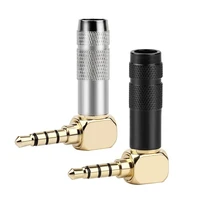 3 5mm 90 degree headphone plug jack 4 poles gold plated copper 3 5 male adapter earphone line connector 6 0mm wire hole audio