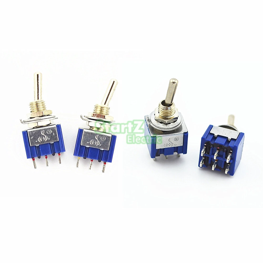10 шт высокое качество синий 3Pin 6Pin-ON/ВКЛ-ВЫКЛ-на фиксации Мини тумблер 125 V/6A 250 V/3A MTS-102/103/202/203