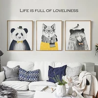 one piece nordic cartoon animals living kids room decoration wall art poster canvas painting home restaurant decor print picture