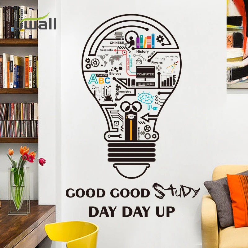 

Creative Light Bulb Wall Stickers Home Decor Living Room Bedroom Background Wall Decoration Self Adhesive Office Decor Sticker