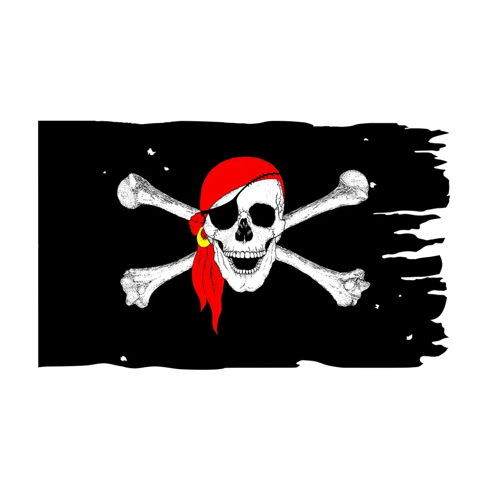 

older broken jolly roger Skull Cross bones Pirates dead mans chest Flag