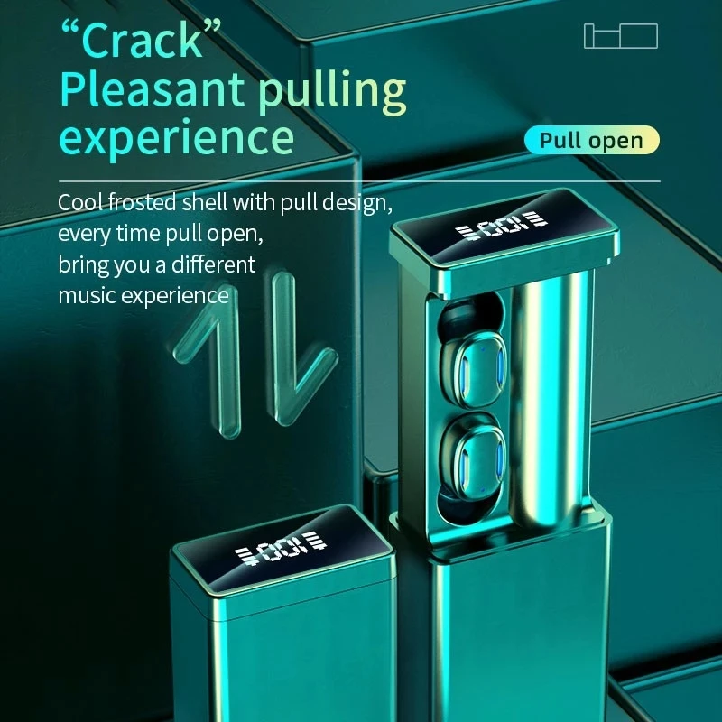 

A22 Ture Wireless Bluetooth-compatible Earphones Pull-out Digital Touch Control Sport Headphone With Mic 2200mAh Charging BOX