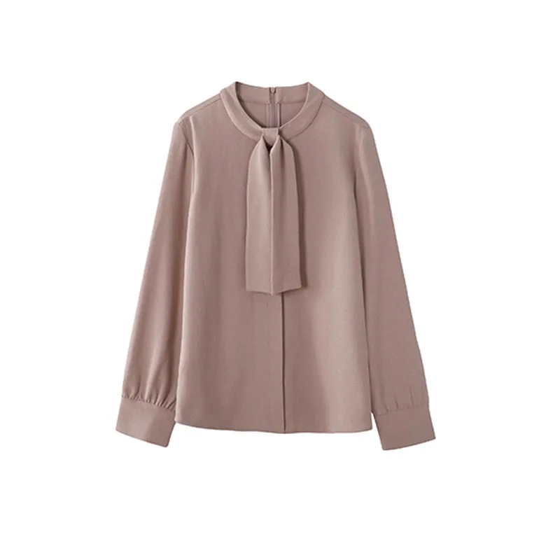 Женская свободная рубашка с длинным рукавом розовая офисная модная блузка