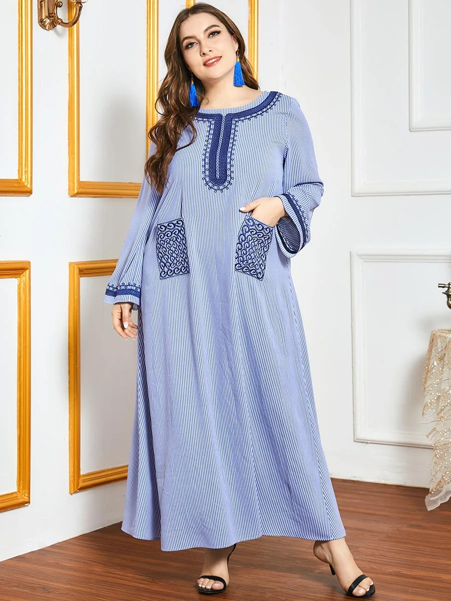 

Turkey Muslim Abaya Dress Women Eid Mubarak Middle East Dubai Moroccan Kaftan Party Robes India Islamic Clothing Vestidos Pocket