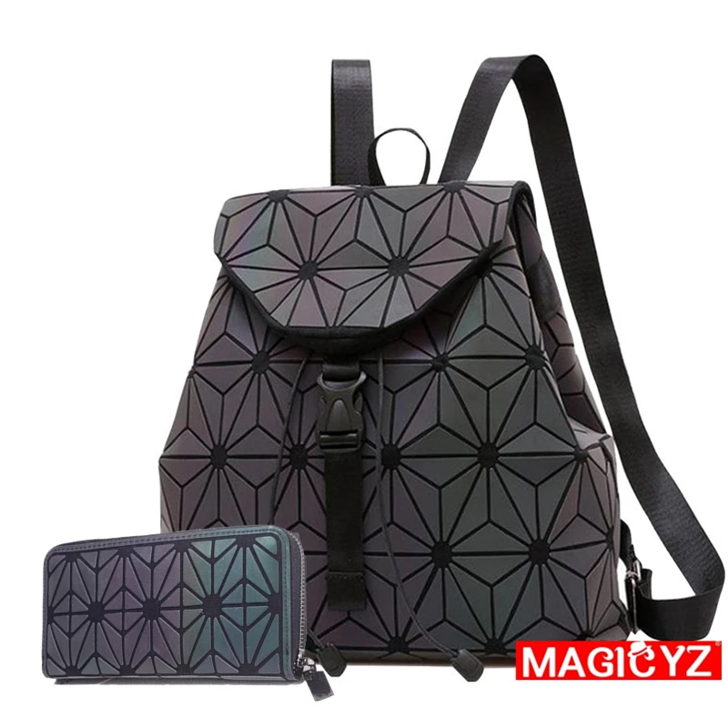 MAGICYZ женский лазерный Светящийся рюкзак Геометрическая сумка на плечо складные школьные сумки для девочек-подростков голографический мешок dos - Цвет: hexagon purse 2ps