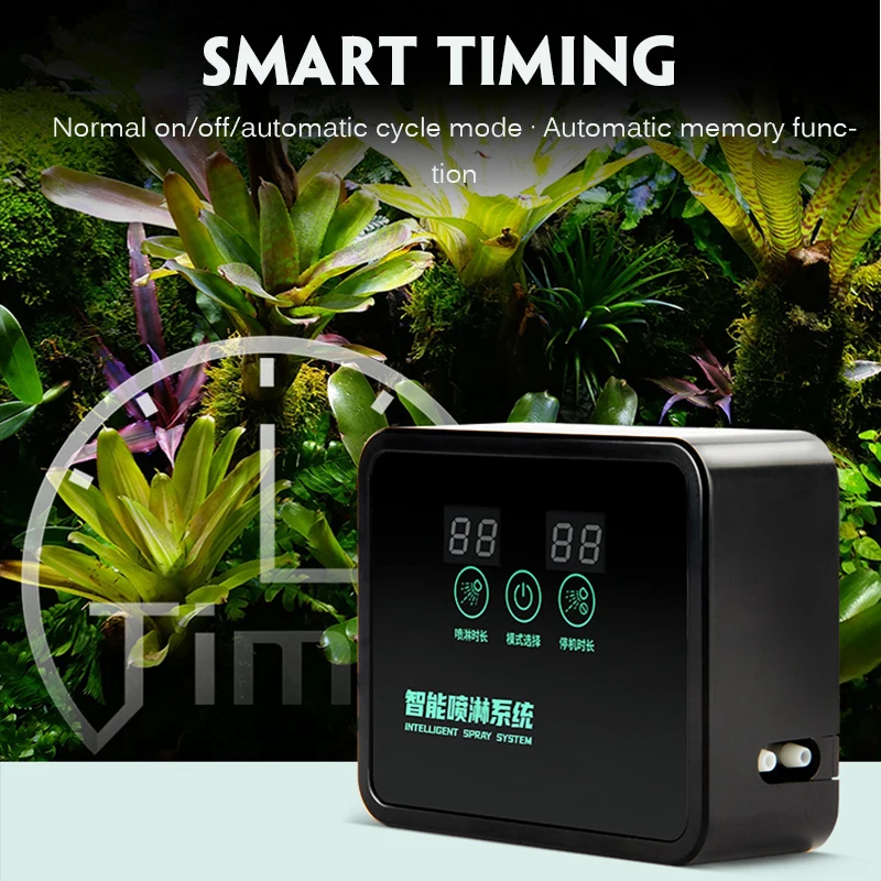 

Intelligent Automatic Mist Spray System Set Plant Humidifier Timer LCD Screen Sprinkler Controller Terrarium Spraying Kit