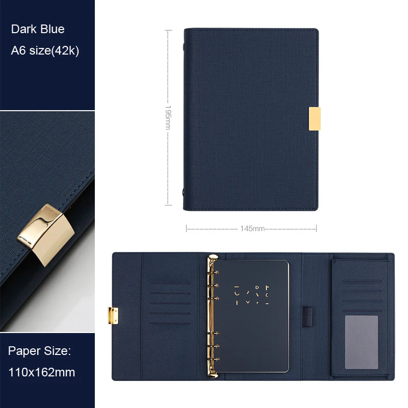 Blue A6 Изысканный деловой стиль офисный блокнот Весна связующий Дневник Книга-нет ручки, Размер A5/A6, TPN063 - Цвет: Blue A6