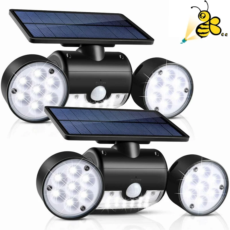 2019 новейший 30LED Солнечный свет с двойной головкой Солнечная лампа PIR датчик