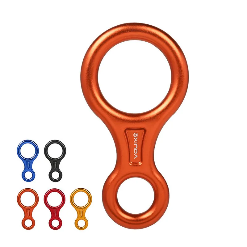 

Rock Climbing 8-Shape Eight Ring Abseiling Device 45KN Descender Belay Rappelling Carabiner Outdoor Downhill Descent Kit