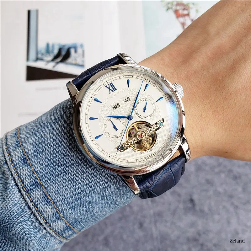 

Skeleton Tourbillon Mechanical Watch Men Automatic Classic Rose Gold Leather Mechanical Wrist Watches Reloj Hombre