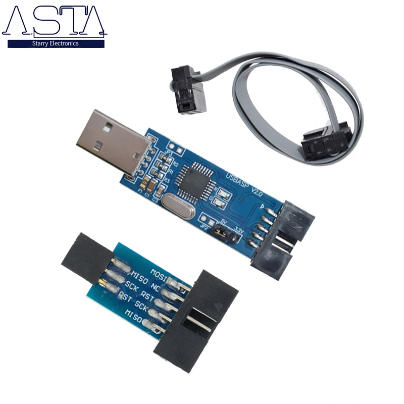 Новый USBASP USBISP AVR программист USB ISP ASP ATMEGA8 ATMEGA128 Поддержка Win7 64K 10Pin до 6 Pin адаптер