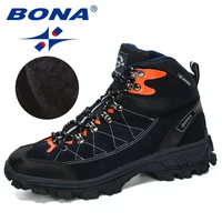 bona new designers suede short plush men snow boots handmade working ankle boots high top men shoes winter boots man comfy
