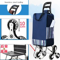 stainless steel trolley cart woman shopping cart shopping basket household shopping bag stairs trailer portable foldable bags