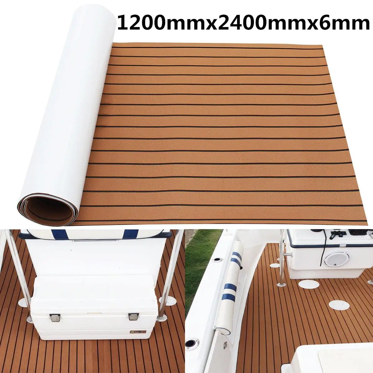 2400x1200x6mm Self-Adhesive Foam Teak Decking EVA Foam Marine Flooring Faux Boat Decking Sheet Accessories Marine