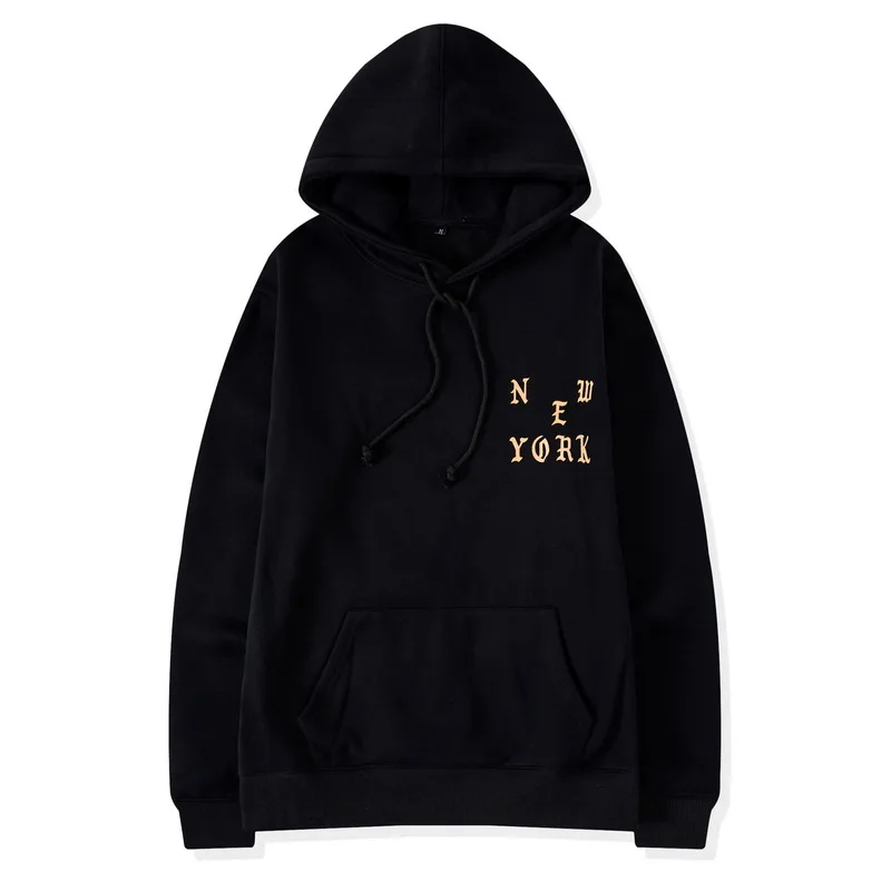 Kanye Big Talker Autumn And Winter "the Life of Pablo21 City New York Qualified Black And Golden plus Velvet Men And Women Hoodi