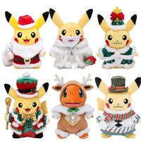 limited edition warm christmas gift bell elk fire dragon pikachu plush doll pokemon plush childrens toy holiday souvenirs