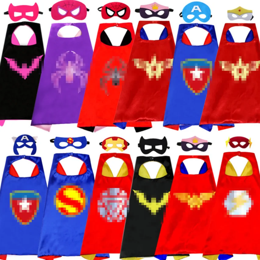 

2021 Superhero Capes with Masks for Kids Birthday Party Supplies Party Favor Halloween Costumes Dress Up Girls Boys Cosplay