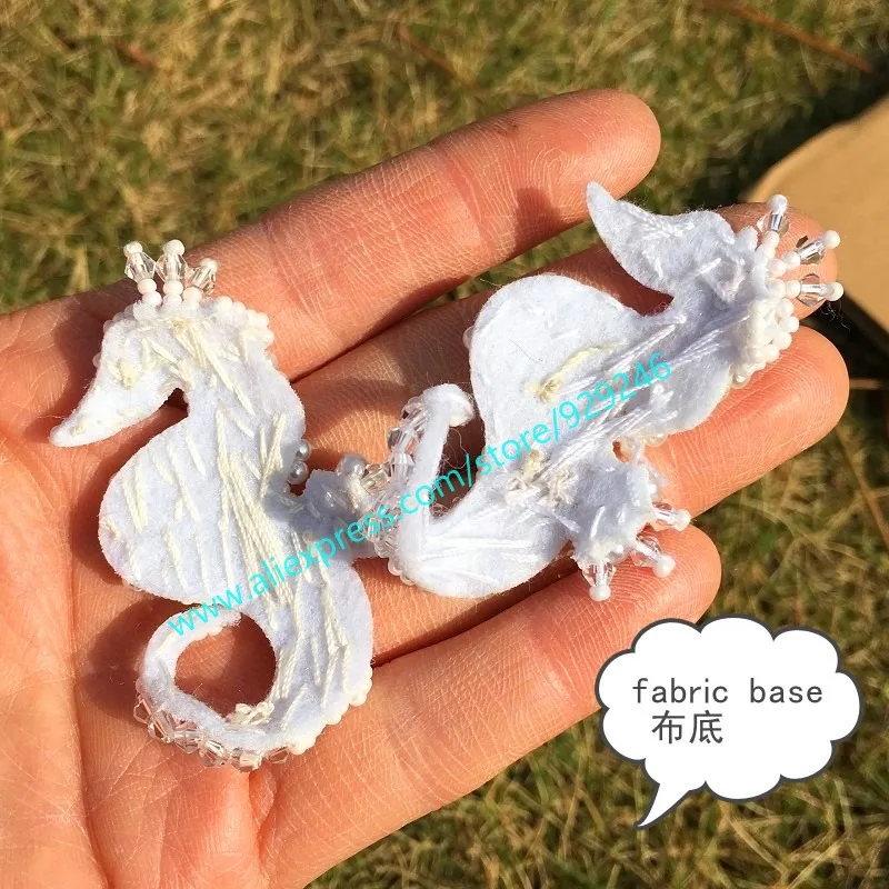 cute pink seahorse beaded patch for Kids' garment dress shoes decoration hand-sewed crystal applique sweater DIY hand crafts | Дом и сад