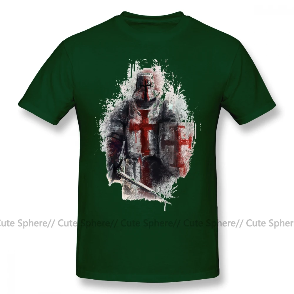 Футболка Crusader, футболка Crusader, модная футболка с графикой, 100 хлопок, мужская, 4xl, с коротким рукавом, забавная футболка - Цвет: Dark Green