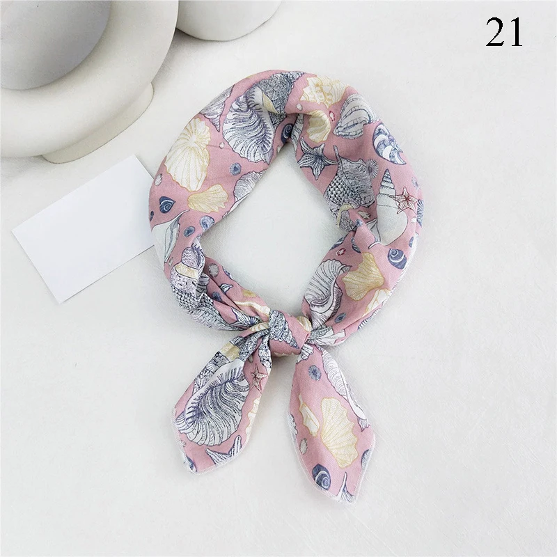 Женский небольшой шарф из хлопка и льна платок с принтом 50 см| |