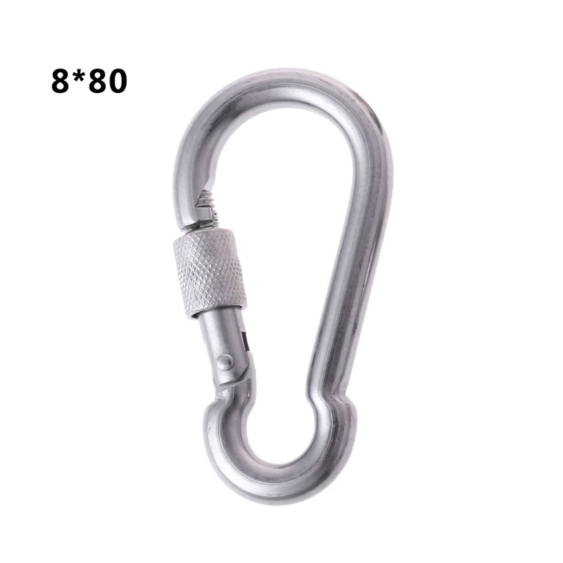 

Stainless Steel Carabiner With Screw Lock Snap Hook Safety Buckle EDC Keychain