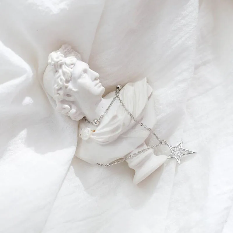 Женское Двухслойное ожерелье-чокер из стерлингового серебра 925 пробы с кулоном в