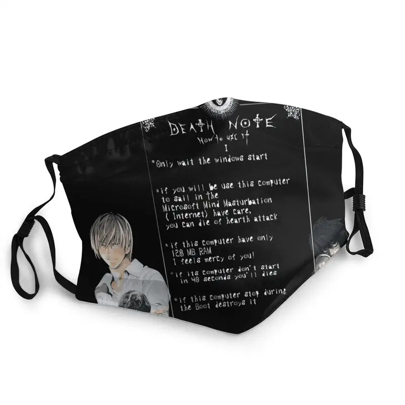 

Death Note Mask Anti Haze Dustproof Non-Disposable Manga Light Yagami L Face Mask Protection Cover Adult Respirator Mouth-Muffle