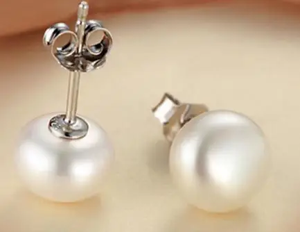 

New Favorite Pearl Jewelry AA 4-10MM White Cultured Freshwater Pearls Earrings S925 Silver Stud Wedding Party Women Girl Gift