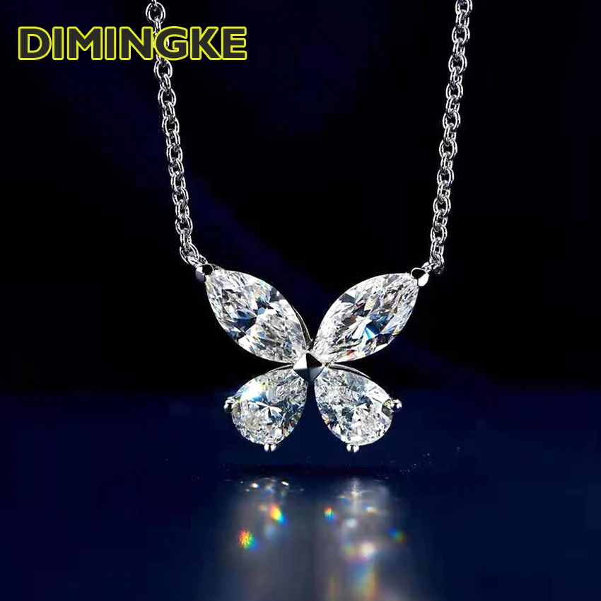 

DIMINGKE супер флэш-бабочка Форма Бриллиантовая подвеска ожерелье S925 стерлингового серебра AU750 18K золотые ювелирные изделия вечерние подарок