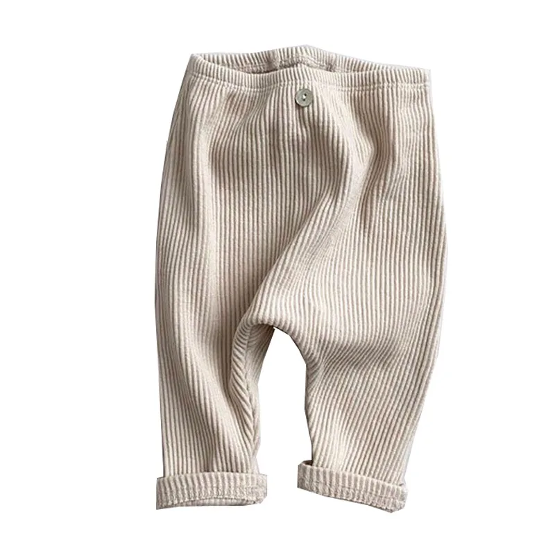 Весенние леггинсы для новорожденных эластичные полосатые штаны в рубчик