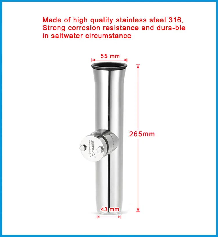Rail Mount stainless steel 316 fishing rod holder rack pole bracket support with clamp on 19 to 32mm marine boat hardware | Обустройство
