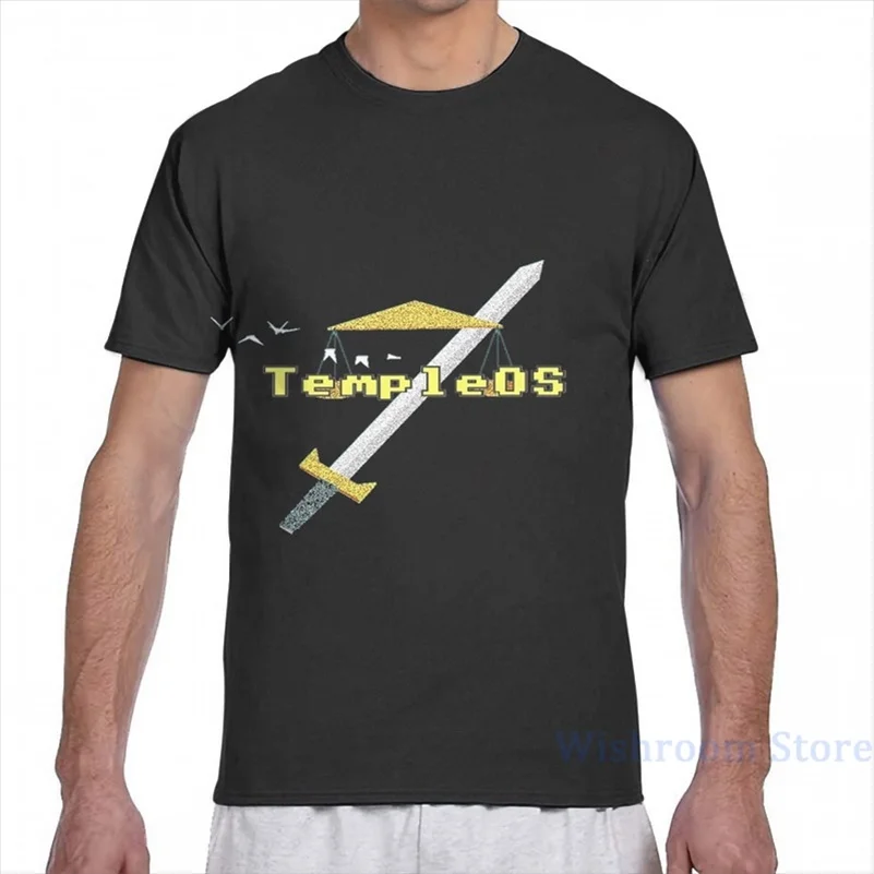 Махровая Мужская футболка TempleOS-Davis женская модная со сплошным принтом для