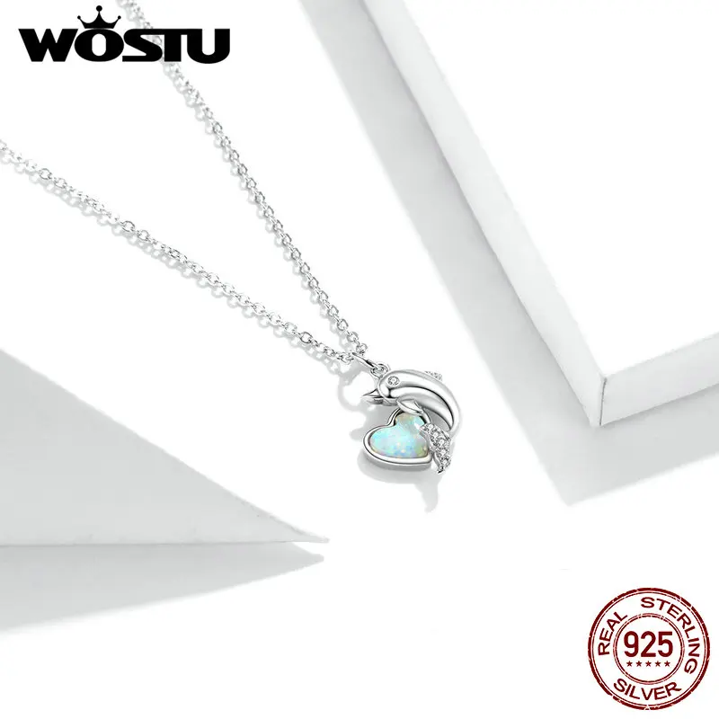 Женское колье с дельфином из серебра 925 пробы опалом | Украшения и аксессуары