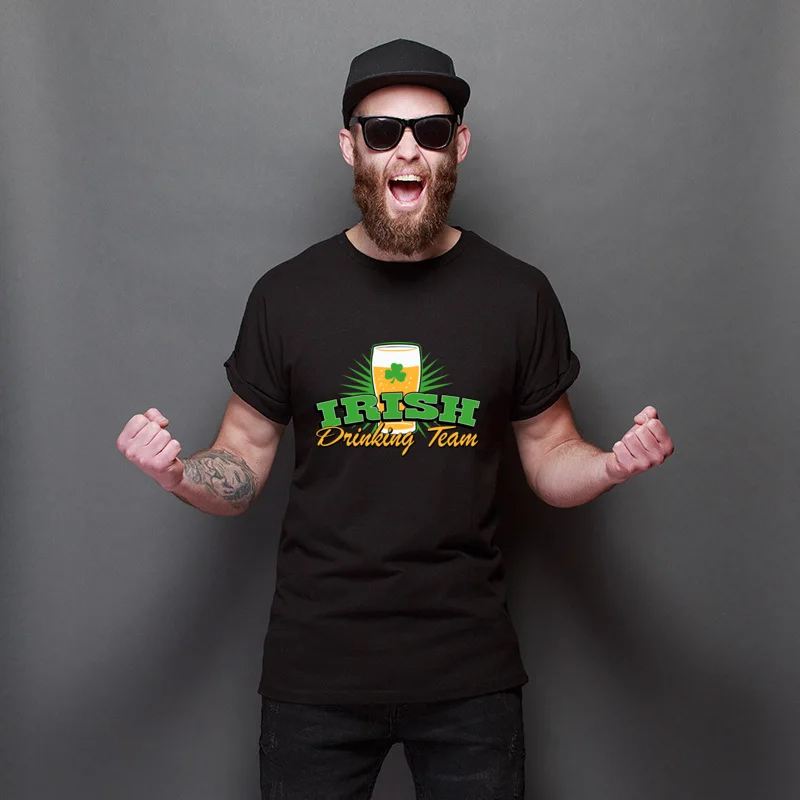 

New Arrival Irish Drinking Team Street 100% Cotton T-Shirts Men's Party T Shirts Printing Faddish T Shirt For Unisex