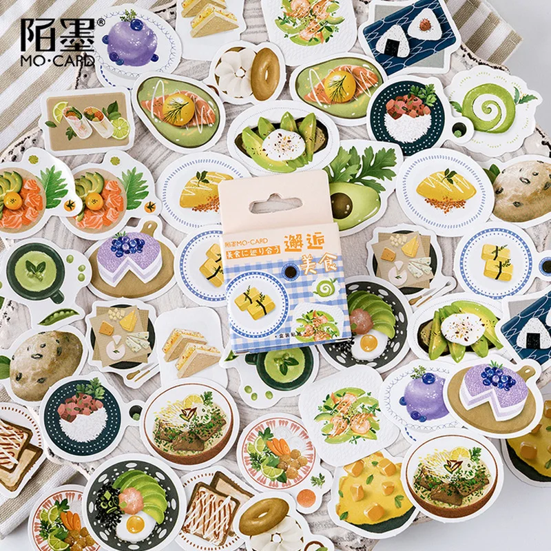 

46 Pcs/Box Momo Meet Delicious Food Paper Sticker Decorative Diary Scrapbook Planner Stickers Kawaii Stationery School Supplies