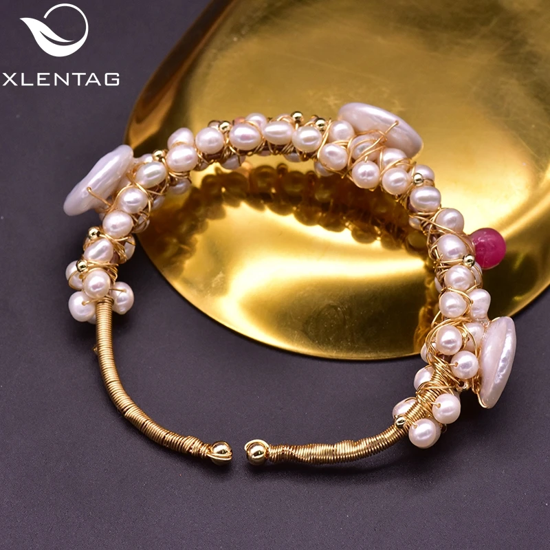 Женский перламутровый браслет XlentAg оригинальный ручной работы из натуральной