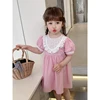 2021 Summer Children Casual Dress Kid Clothes Pasted Cloth Korean Baby Short Sleeve Princess Skirt Kids Dresses for Girls 2