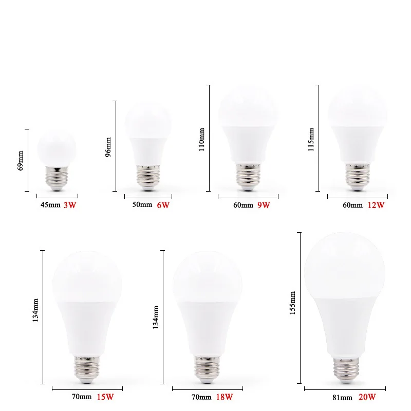 

LED lamp E27 LED bulb AC 220V 230V 240V 20W 18W 15W 12W 9W 6W 3W Lampada LED Spotlight Table lamp Lamps light Warm Cold White