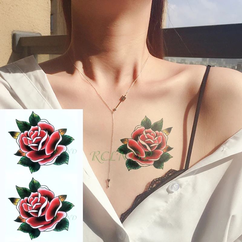 

Waterproof Temporary Tattoo Sticker rose flower Tatto Flash Tatoo Fake Tattoos Tatouage Wrist foot hand For Girl Women men