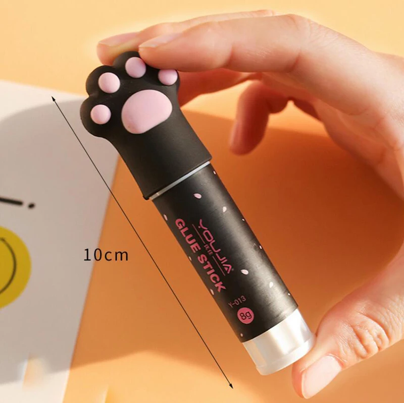 Клей карандаш с когтями симпатичного кота однотонный для школьников мультяшных