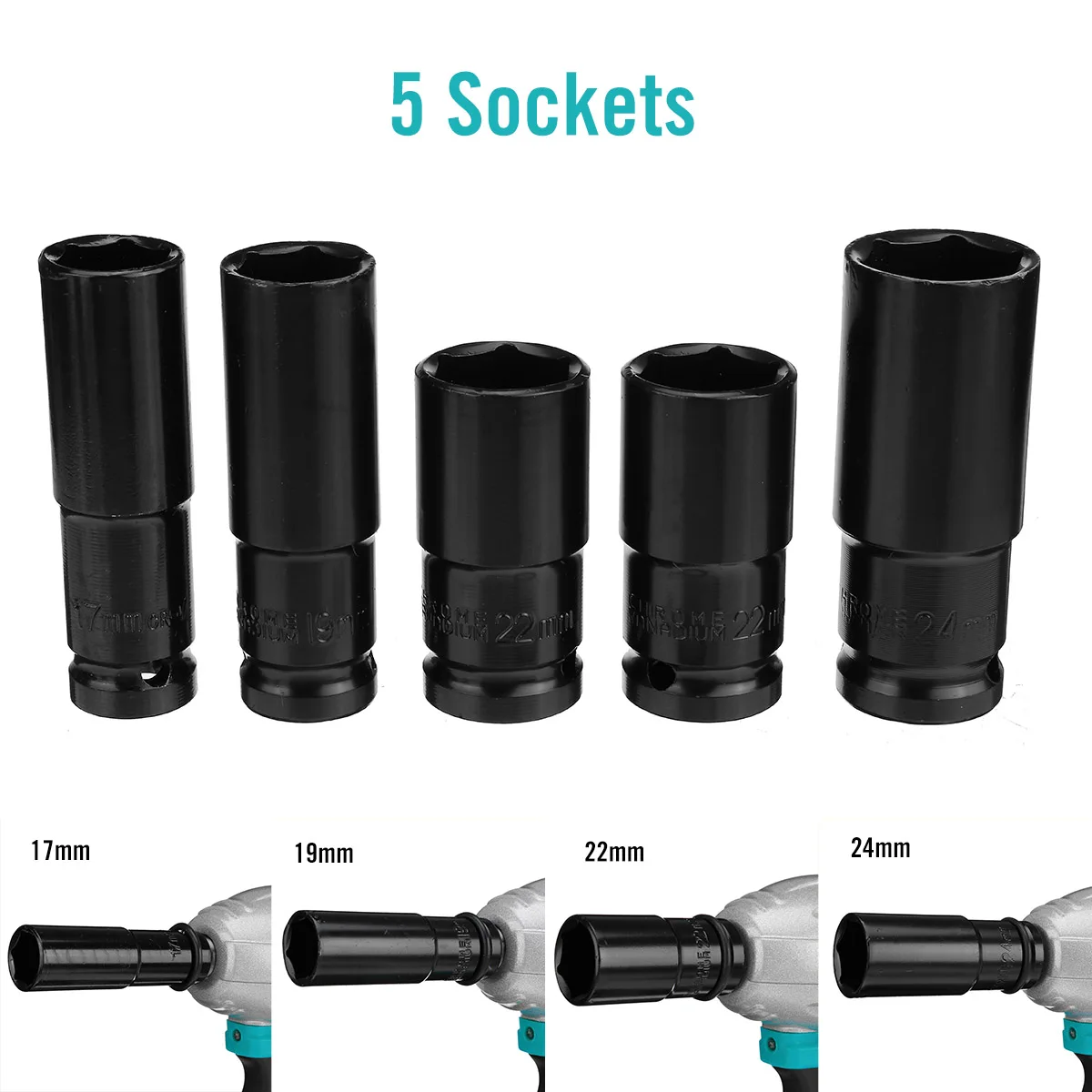 

288vf Brushless Electric Impact Wrench 520 N.M 1/2inch Power Tools with 2pcs Lithium-Ion Battery + LED light+ 5pcs Socket