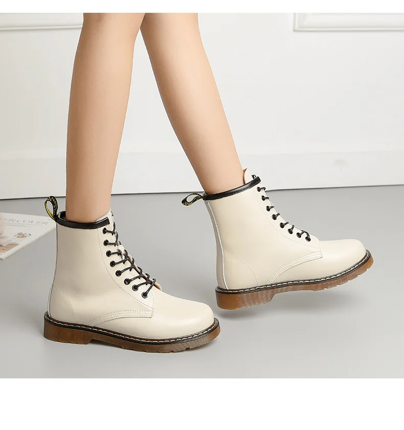 Snow Boots Winter Boot Fur Warm Comfortable Ankle Boots for Women Martin Boots Genuine Leather Shoes Flat Casual Booties