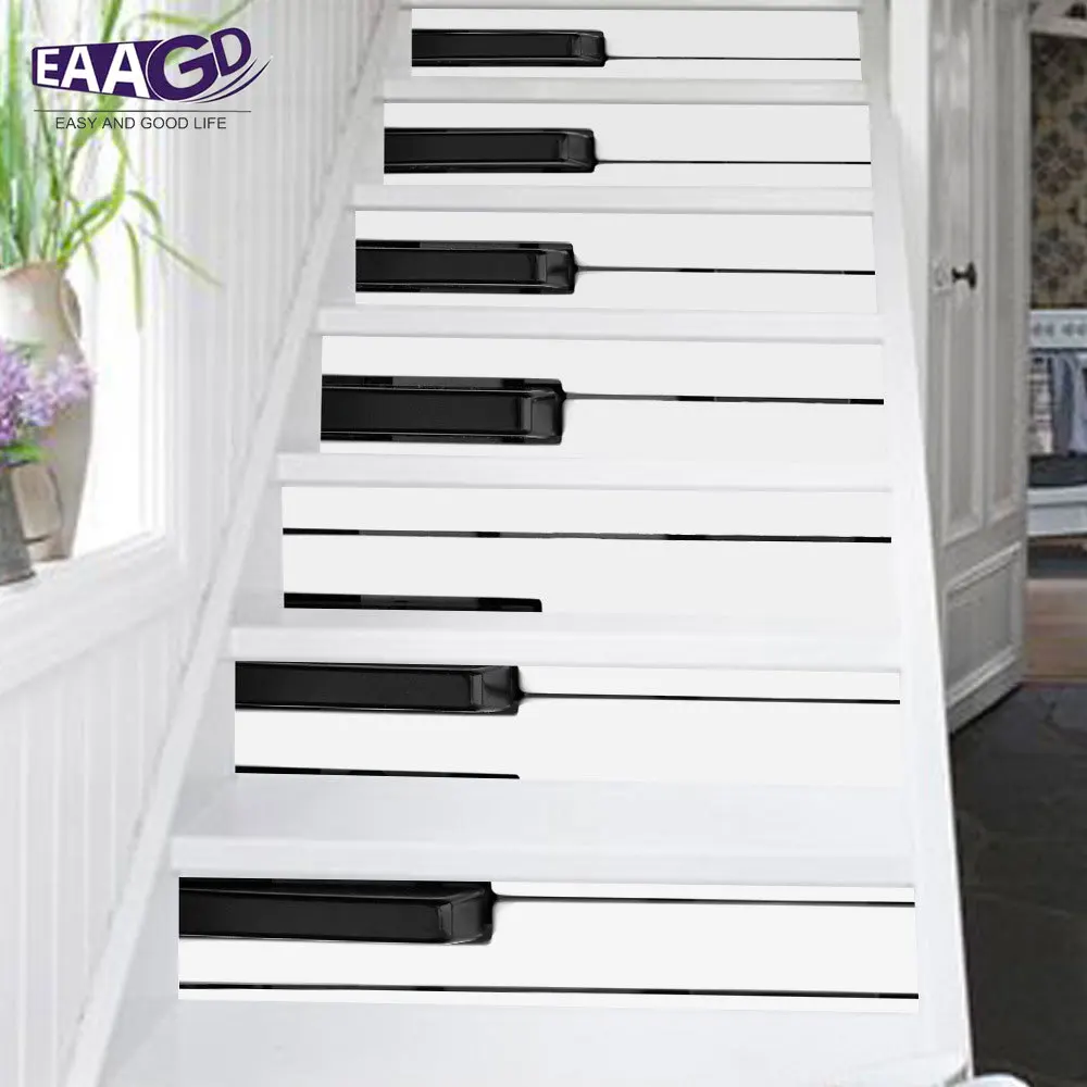 6 шт./компл. плитки для ключей пианино настенные лестницы наклейки самоклеющиеся