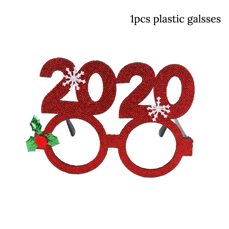 1pcs glasses Новогодние очки Счастливого Нового года Счастливого Рождества фоторамка реквизит Navidad Рождественская декоративная фотобудка new year noel - Цвет: 1pcs glasses