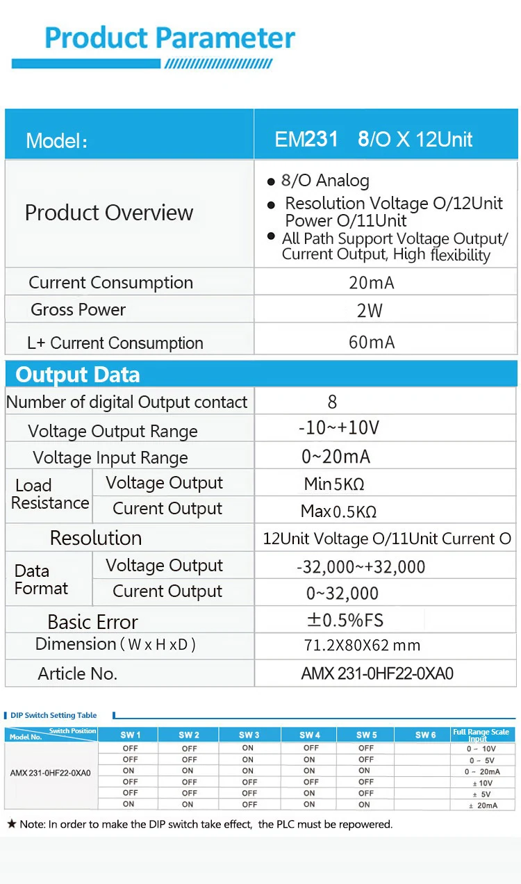 EM231 6ES7 231-0HF22-0XA0 Amsamotion 8AI* 14Bit модуль расширения для Siemens S7-200 PLC 8-канальный сетевой видеорегистратор Вход аналоговый модуль