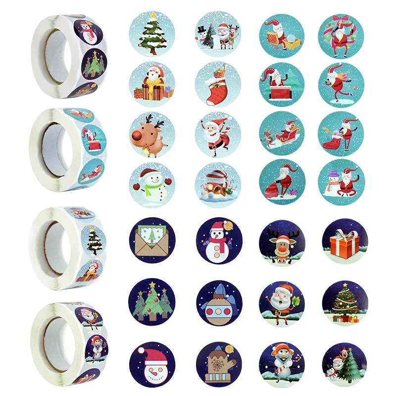 

500pcs/roll Merry Christmas Sticker DIY Handmade Gift Baking Packaging Label Envelope Stationery Sealing Stickers Party Supplies
